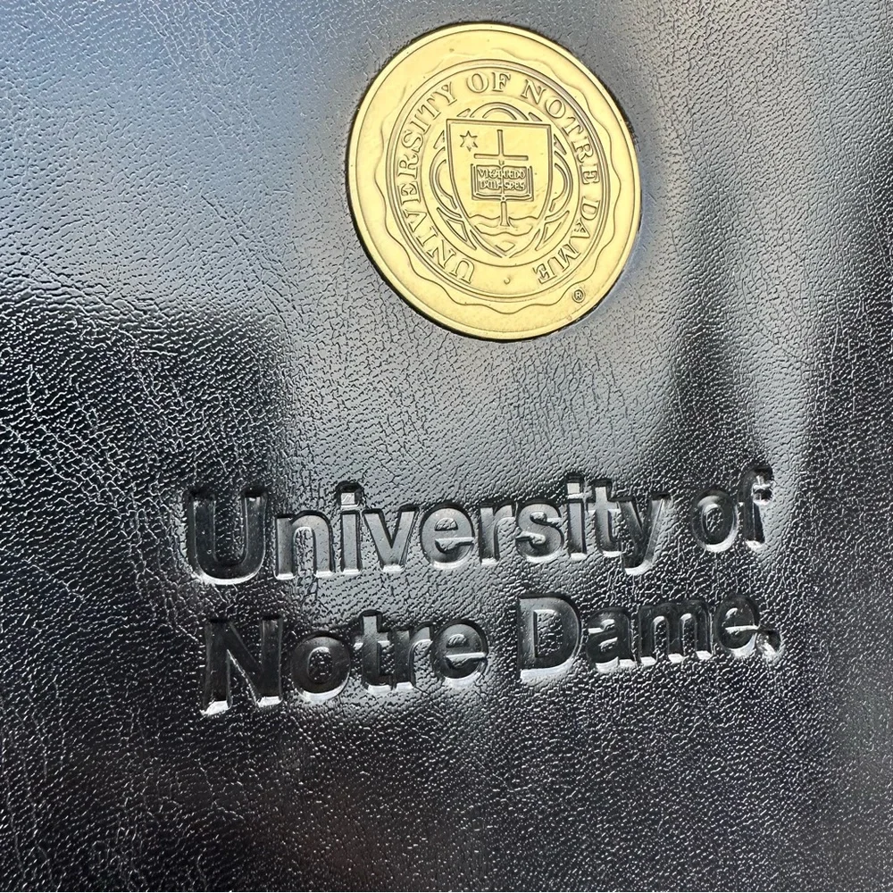 University of‎ Notre Dame Black Faux Leather Medallion Portfolio Pad Pen Holder